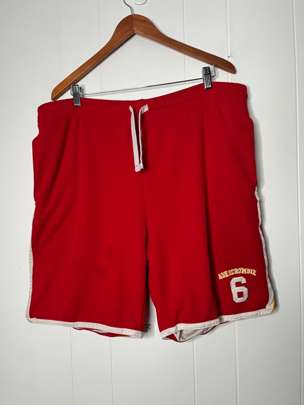 Vintage Y2K Abercrombie Red Drawstring Basketball Shorts Reversible Spellout XL